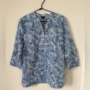 Talbots Blue and White Blouse M